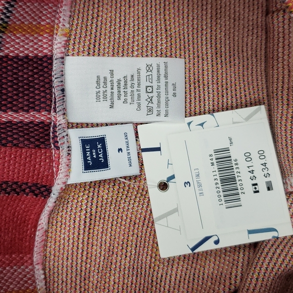 Janie and Jack Little Girls Striped Peplum Top & Plaid Stirrup Pants Set - Picture 8 of 8